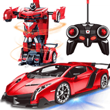 Controle Remoto Transform Car Robot Toy Com Luzes Deformação Rc Car 2.4ghz 118 Recarregável 360° Rotating Stunt Race Car Toys Para Criança