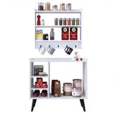 Kit Decorativo Aparador Buffet Maria Pés Palito Armário Suspenso Amélia Prateleiras Organizadoras - Branco - Rpm Móveis