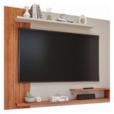 Painel Para Tv Até 50&quot; Detalhe Ripado 1 Prateleira E Nicho Floripa Permobili Off White/cinamomo