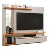 Painel Para Tv Até 60&quot; 100%mdf 1 Porta Basculante Nicho Espelho Treviso Permobili Off White/cinamomo