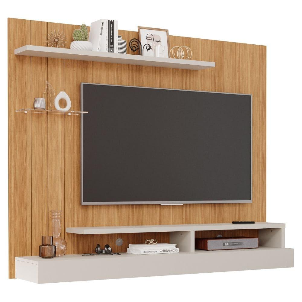 Painel Para Tv Até 50&quot; 3 Prateleiras E 2 Nichos Valencia Plus Permobili Nature/off White