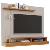 Painel Para Tv Até 50&quot; 3 Prateleiras E 2 Nichos Valencia Plus Permobili Off White/nature