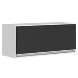 Armário Aéreo Multiuso Geladeira Lux 80cm 100% Mdf 01 Porta Basculante Branco Preto - Desk Design