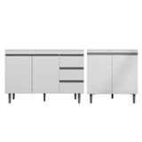 Balcão Gabinete Pia Andréia Sem Tampo 120cm E Armário Para Cooktop 02 Portas Branco - Desk Design