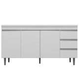 Balcão Gabinete Andréia De Pia 150cm Sem Tampo 3 Portas Branco - Desk Design