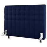 Cabeceira Cama Box Casal King Size Dahlia 195cm Com Frame Veludo Azul Marinho - Desk Design