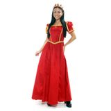 Fantasia De Rainha Vestido Adulto De Veludo Vermelho E Coroa Pp