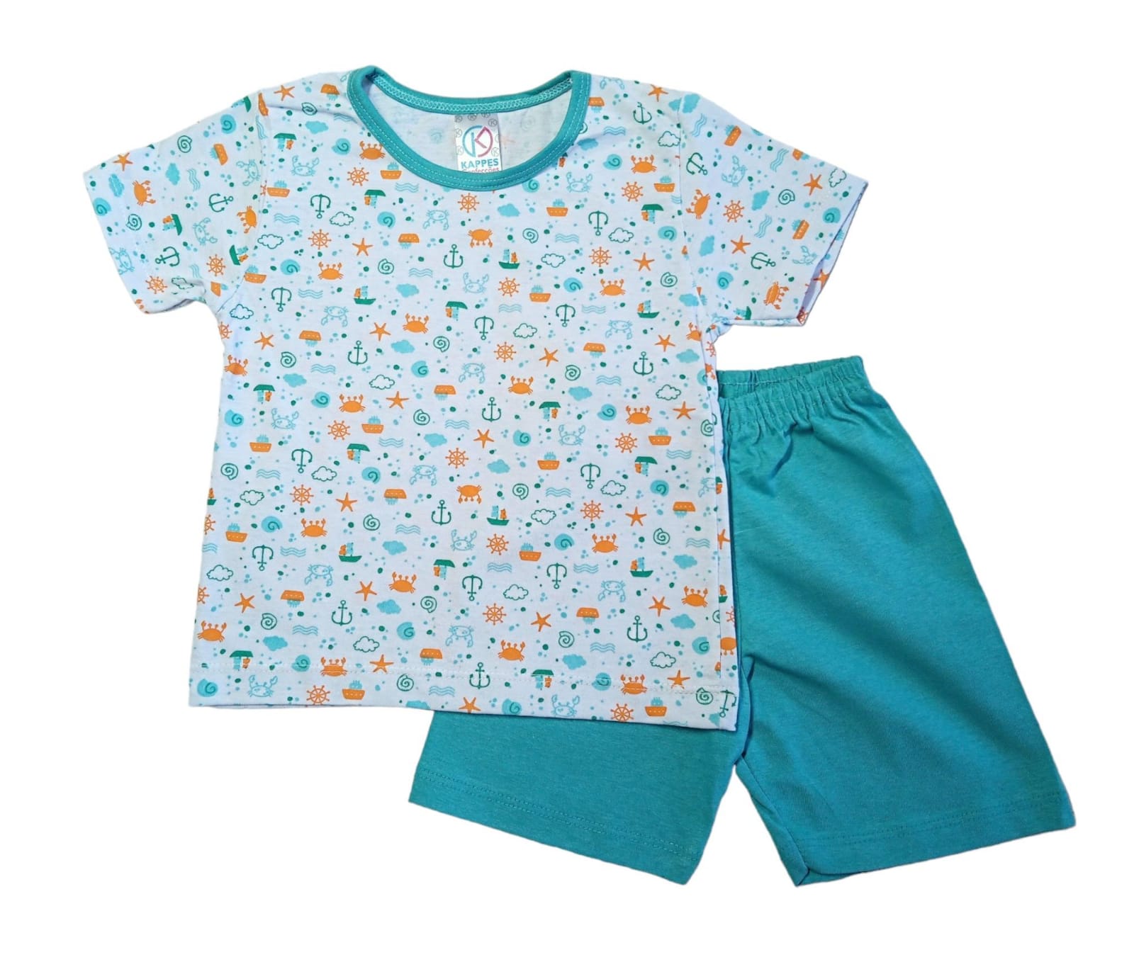 Conjunto Pijama Infantil Menino Náutico Verde Tam.4 - Kappes