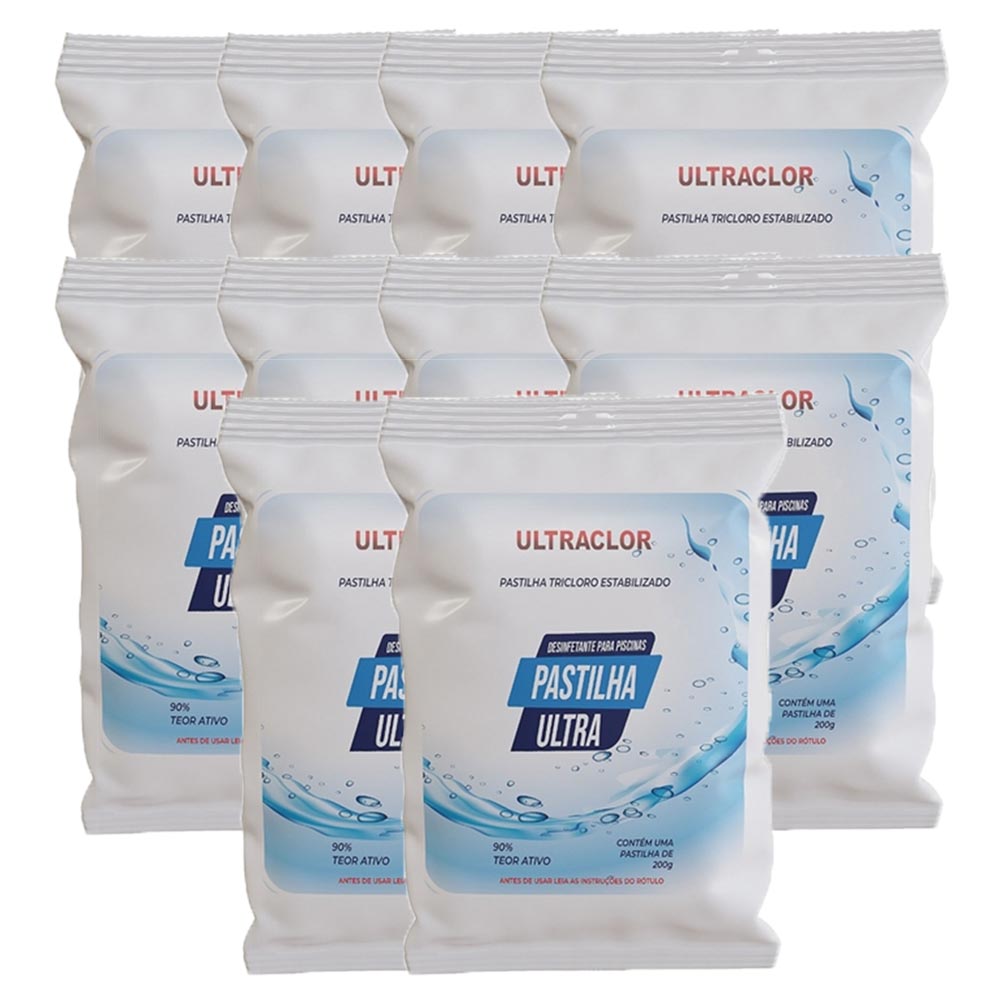 Kit 10 Cloros Em Pastilha 90% Ativo Para Piscina 200g Ultraclor