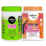 Kit Salon Line Gelatina To De Cacho + Creme De Pentear Gelatina Salon Line Definição Extraordinária 1kg