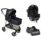 Carrinho De Bebê Napoli Travel System Até 15kg + Bebê Conforto Grid + Base Preto/cobre Galzerano