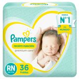 Fraldas Pampers Recém-Nascido Premium Care RN 36 Unidades