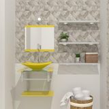 Gabinete de Vidro 45cm AC com Cuba Retangular Amarelo