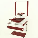 GABINETE DE VIDRO 45CM IT INOX COM CUBA QUADRADA - VERMELHO CEREJA