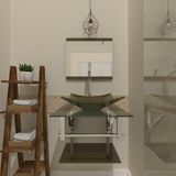 Gabinete de Vidro 45cm IQ Inox com Cuba Quadrada