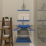 Gabinete de Vidro 45cm IQ Inox com Cuba Quadrada Azul