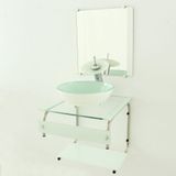 Gabinete de Vidro 45cm IT Inox com Cuba Redonda Branco