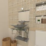 Gabinete de Vidro 45cm IQ Inox com Cuba Retangular Prata