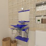 Gabinete de Vidro 45cm IQ Inox com Cuba Retangular Azul
