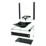 Gabinete de Vidro 45cm IT Inox com Cuba Quadrada Preto