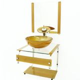 Gabinete de Vidro 45cm IT Inox com Cuba Redonda Dourado Real