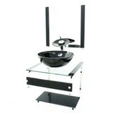 Gabinete de Vidro 45cm IT Inox com Cuba Redonda Preto