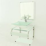 Gabinete de Vidro 45cm IT Inox com Cuba Retangular Branco