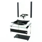 Gabinete de Vidro 45cm IT Inox com Cuba Retangular Preto