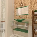 Gabinete de Vidro 60cm com Cuba Retangular Verde
