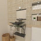 Gabinete de Vidro 45cm IQ Inox com Cuba Retangular Grafite