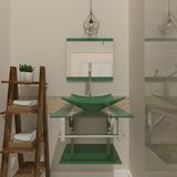 Gabinete de Vidro 45cm IQ Inox com Cuba Quadrada Verde