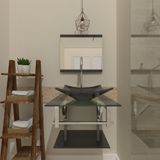 Gabinete de Vidro 45cm IQ Inox com Cuba Quadrada Preto