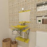 Gabinete de Vidro 45cm IQ Inox com Cuba Retangular Amarelo