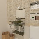 Gabinete de Vidro 45cm IQ Inox com Cuba Retangular