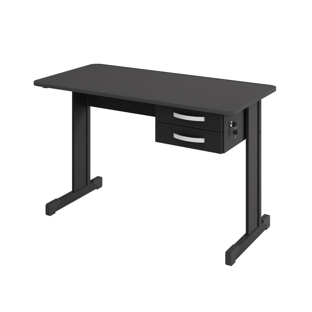 Mesa De Escritório Escrivaninha Com 2 Gavetas Boston - Preto