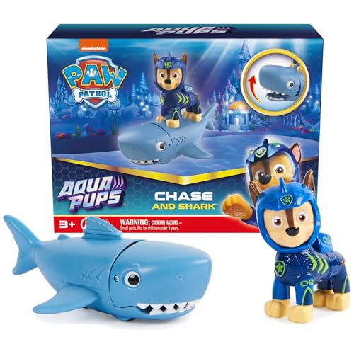 Conjunto De Bonecos De Ação Paw Patrol Aqua Pups Chase Com Tubarão