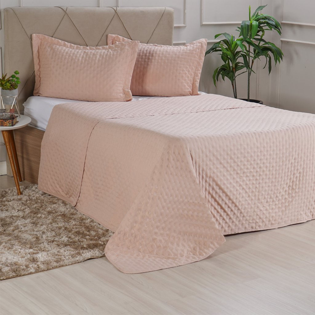 Kit Cobre Leito Queen Miraggio Ultra Soft Com Porta Travesseiro Champagne