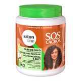 Creme De Pentear Multifuncional Salon Line Sos Cachos 5 Em 1 Óleo De Coco 1kg