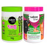 Kit Salon Line Gelatina To De Cacho + Creme Para Pentear Salon Line Definição Intensa 1kg