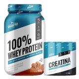 Kit Whey 100% Protein 900g Sabor Doce De Leite Shark Pro + Creatina Monohidratada 300g Shark Pro