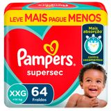 Fralda Pampers Supersec Tamanho Xxg 64 Fraldas Descartáveis