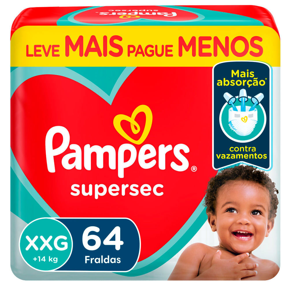 Fralda Pampers Supersec Tamanho Xxg 64 Fraldas Descartáveis