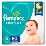 Fralda Pampers Confort Sec Tamanho G 60 Unidades Descartáveis