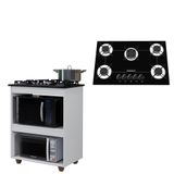 Kit Balcão Cooktop Turim Com Fogão Cooktop 5 Bocas Chamalux