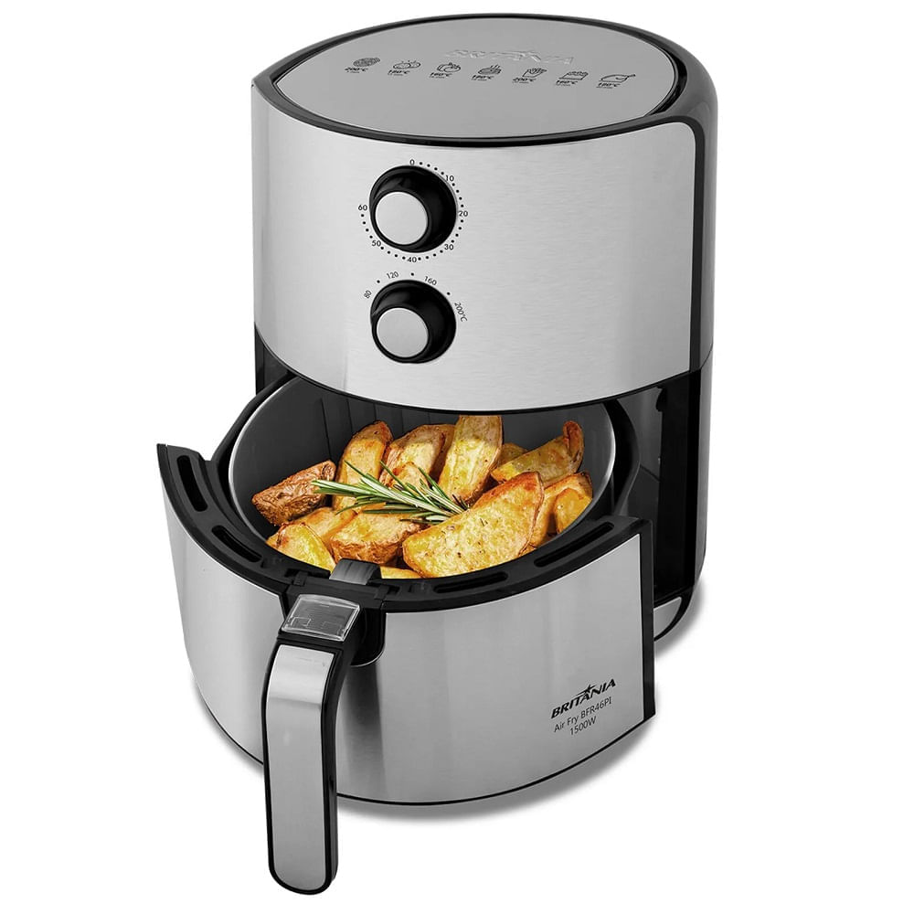 Fritadeira Elétrica Air Fry Britânia 3,5 Litros Inox Bfr46pi - 127 Volts