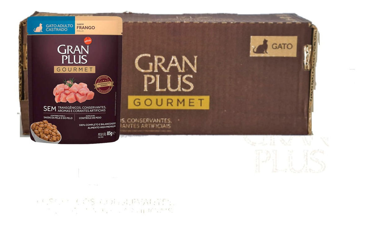 Gran Plus Sache Gato Castrado Frango Cx18unid De 85g