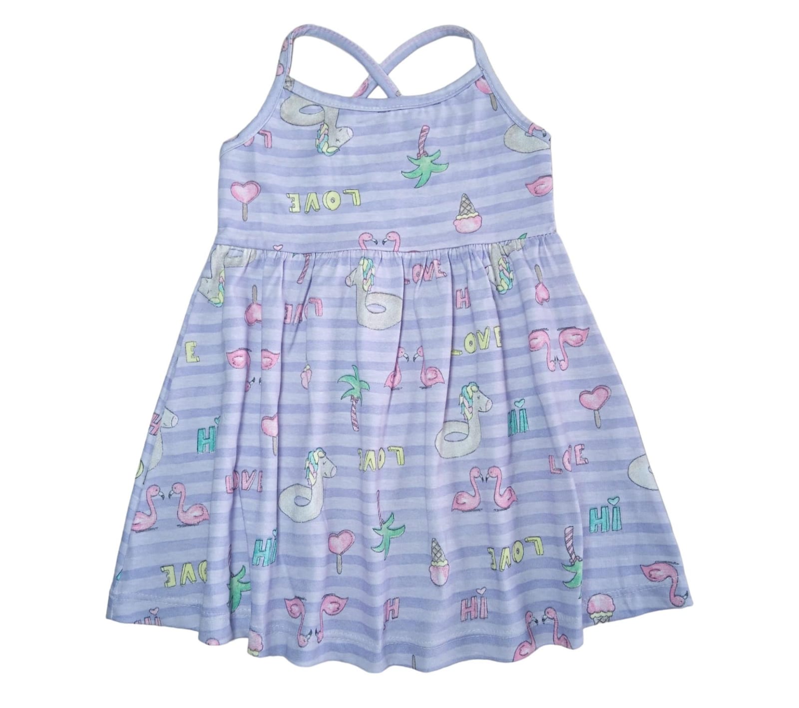 Vestido Infantil Estampado Lilás Tamanho 1 - Fakini Forfun