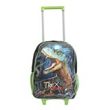 Mochila Escolar Infantil De Rodinhas Dinossauro T-rex Clio