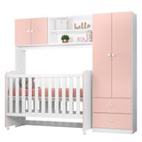 Quarto De Bebê Conjugado Belle E Berço Amour P14 Branco/rosa - Mpozenato