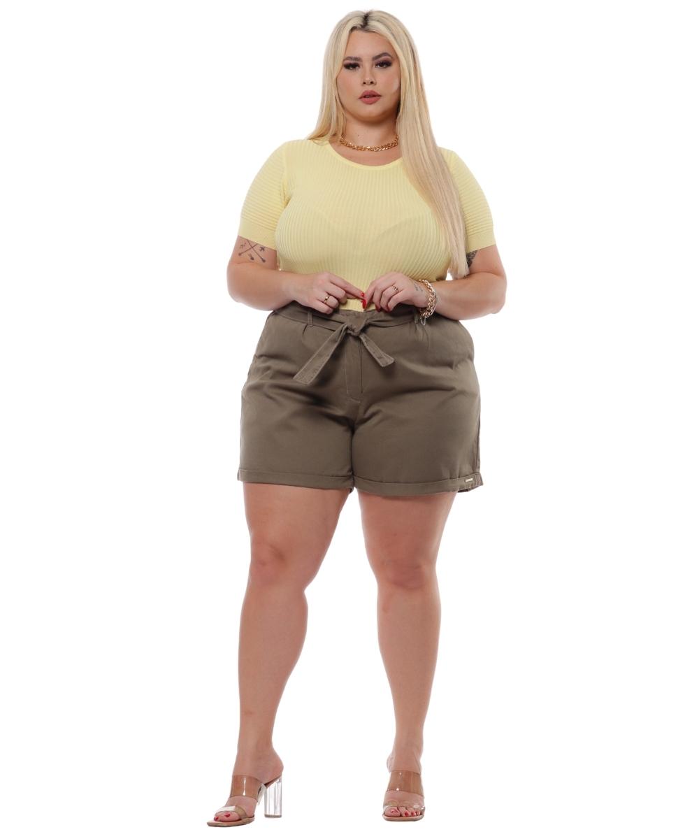 Shorts Plus Size Feminino Com Cinto 46 Ao 54 - 1224